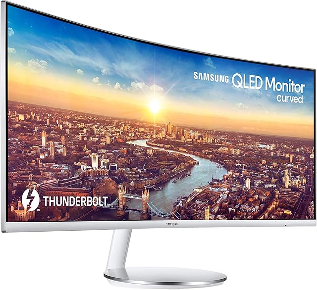 Samsung C34J791WTR - CJ79 Series - QLED monitor - curved - 34" (34" viewable) - 3440 x 1440 Ultra WQHD @ 100 Hz - VA - 300 cd/m² - 3000:1-4 ms - 2xThunderbolt 3, HDMI, DisplayPort - speakers - grey
