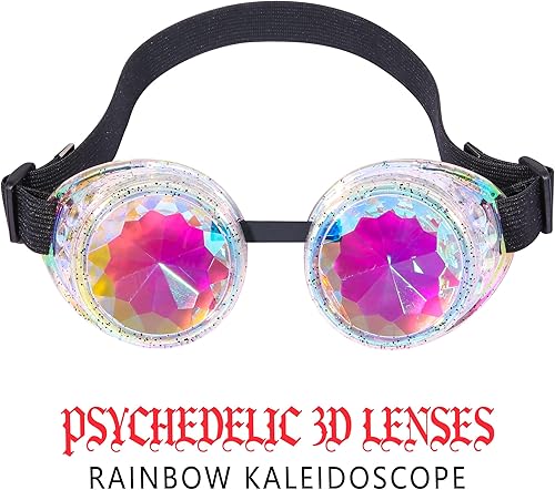 Miniatura 54 de Gafas de caleidoscopio retro con pinchos, gafas de cristal arcoíris steampunk estilo soldadura, gafas de cosplay punk