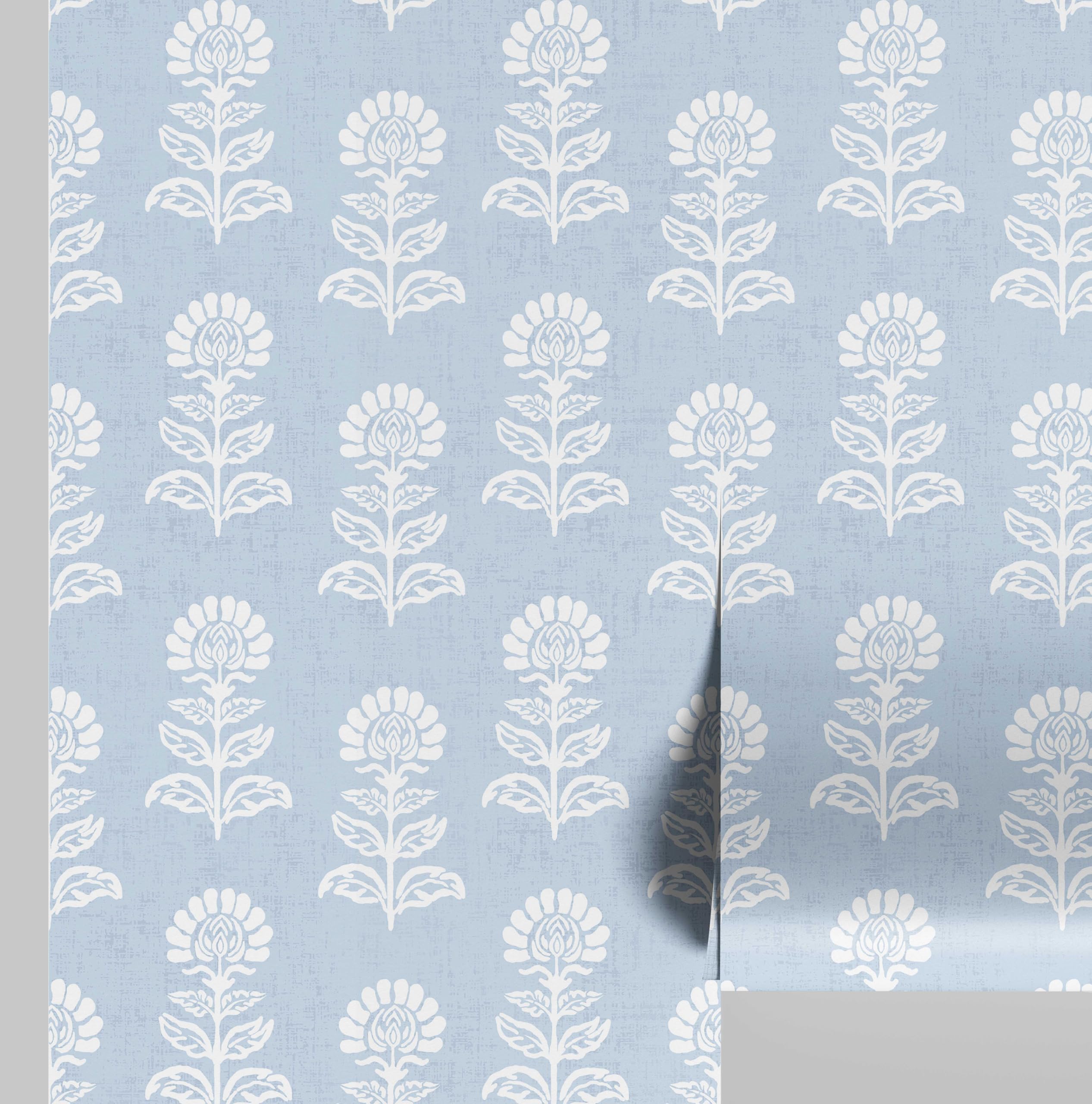 Papier peint autocollant amovible bleu S4Sassy pour rénover sans abîmer les murs