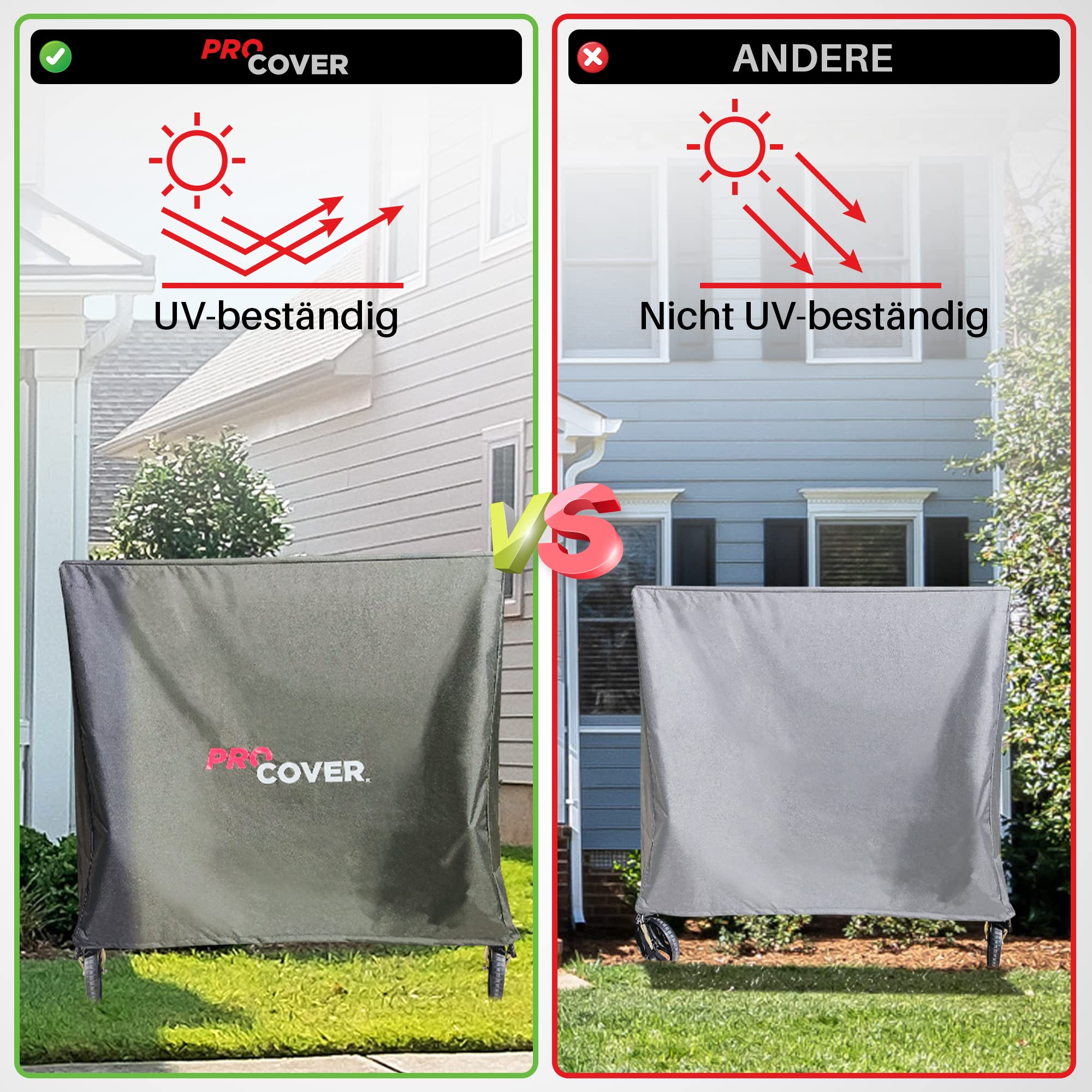 Tischtennisplatte Abdeckung. Professionelle Qualität. Ultra widerstandsfähig und wasserdicht. Universelle Abdeckplane für Tischtennistische. Tischtennishülle