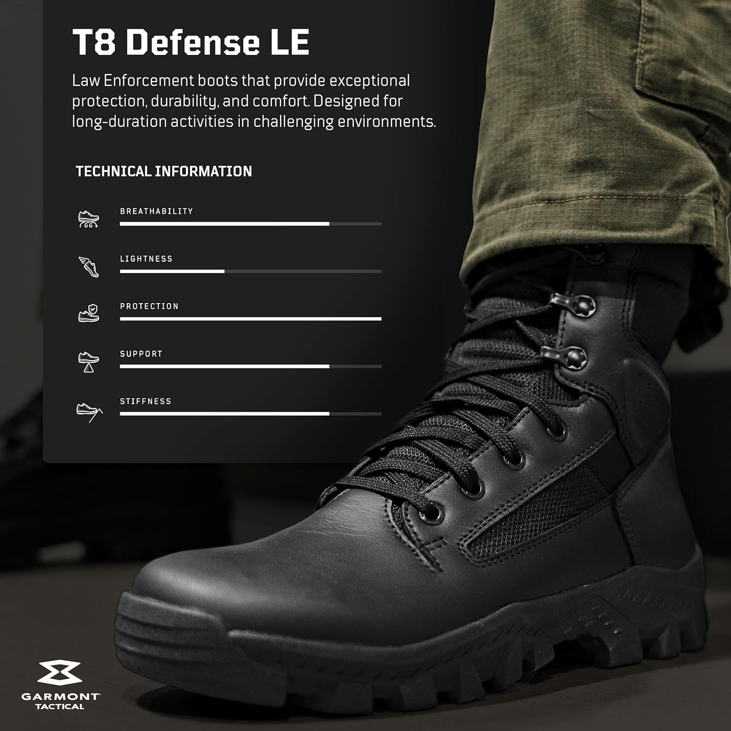 GARMONT TACTICAL T8 Defense LE Law Enforcement EMS Boots for Men and Women, Full Grain Leather