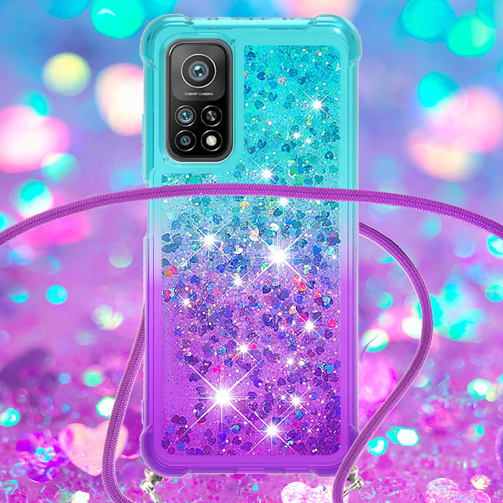 Handyhülle Mit Kette Für Xiaomi Mi 11T / 11T Pro – Glitzer-Treibsand, TPU, 1,35 M Band, Bewegliches Design