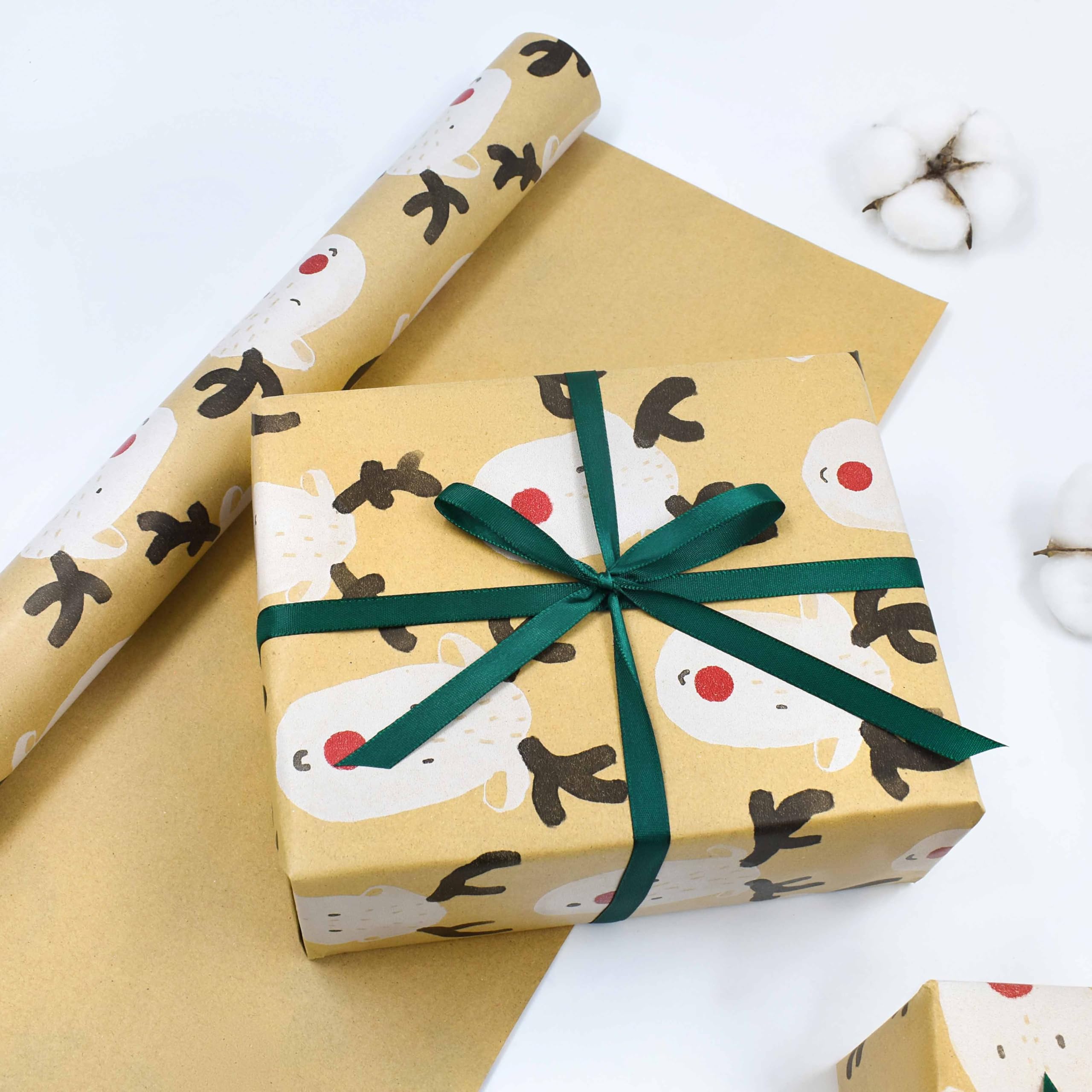 Rotolo Di Carta Da Regalo Kraft Natalizia - 43 Cm X 15 M, Riciclabile, Con Stampa Albero Di Natale Bianco, Per Regali Di Natale