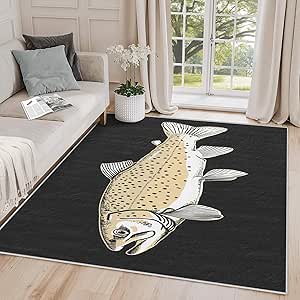 Amazon.com: Yoozitrees Fish Rug 8x10 - Bass Fish Rug, 5x8 Rug, Fishing ...