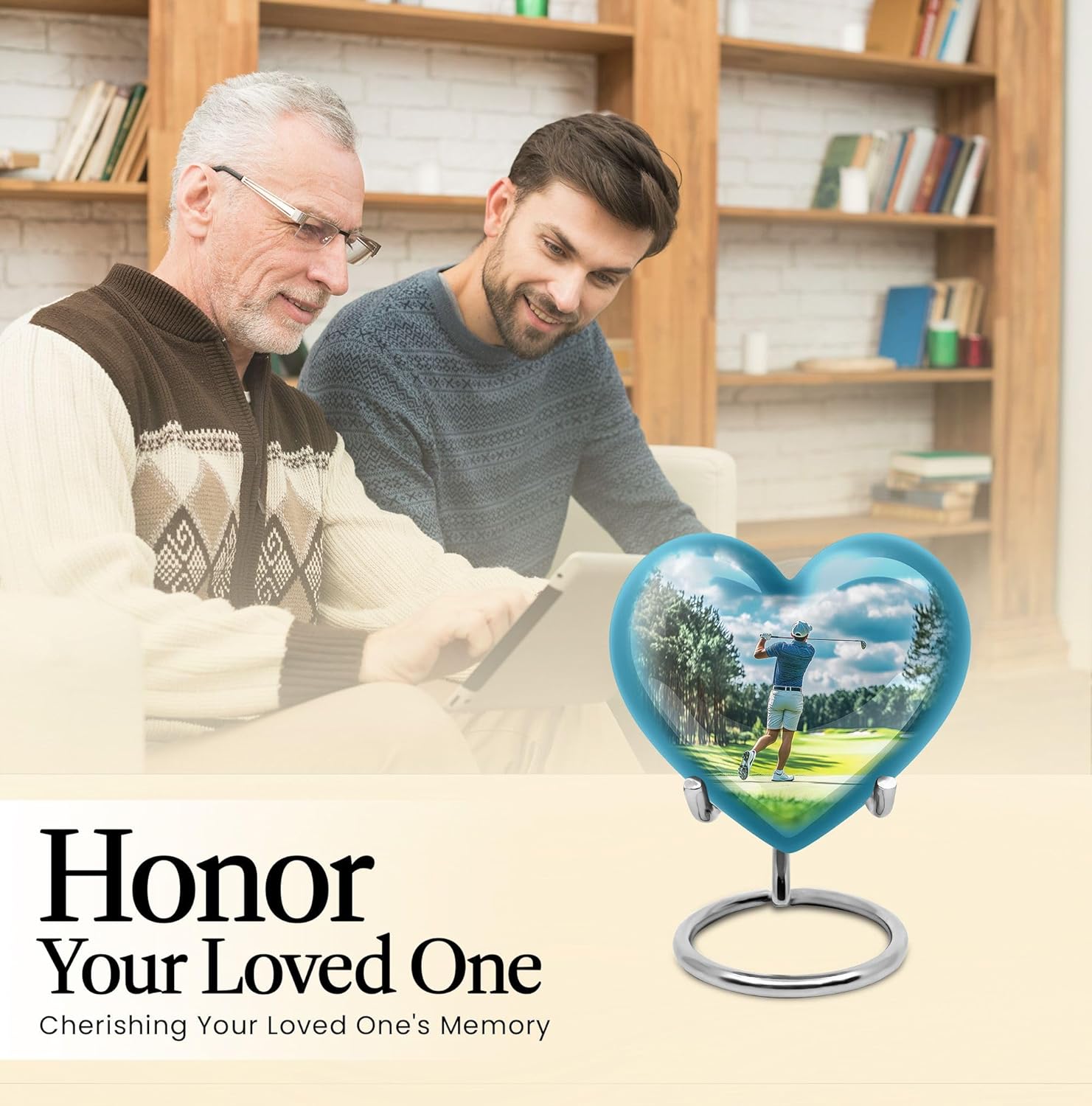 Golf Miniature Keepsake Urn for Ashes Adult Male & Female - Blue Heart Tiny Cremation Urn - Small Burial Urns for Ashes - Memorial Funeral Keepsake Holder Urns for Burial Container 3 Inch