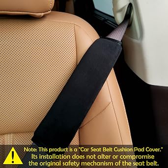 Medsuo 2 Pack Universal Soft and Comfortable Car Seat Belt Pads Harness Pads Pram Strap Covers Backpack Shoulder Pad Automotive Seat Belt Cushion Pad Cover for Kids and Adults - Black