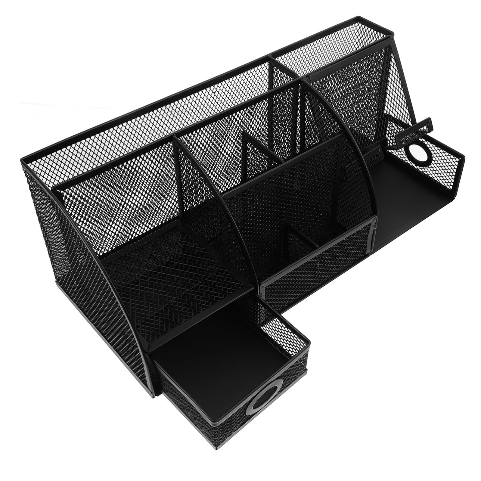 CRAFTHROU Organizzatore da Scrivania in Metallo Nero con Scomparti Portaoggetti Ufficio Compatto per Cancelleria e Accessori Contenitore Multifunzionale per Spazio Ordinato