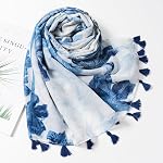 QIUTIMIY Scarf for Women Lightweight Soft Floral Leopard Printed Scarves Fall Winter Fashion Shawl Wrap with Fringe
