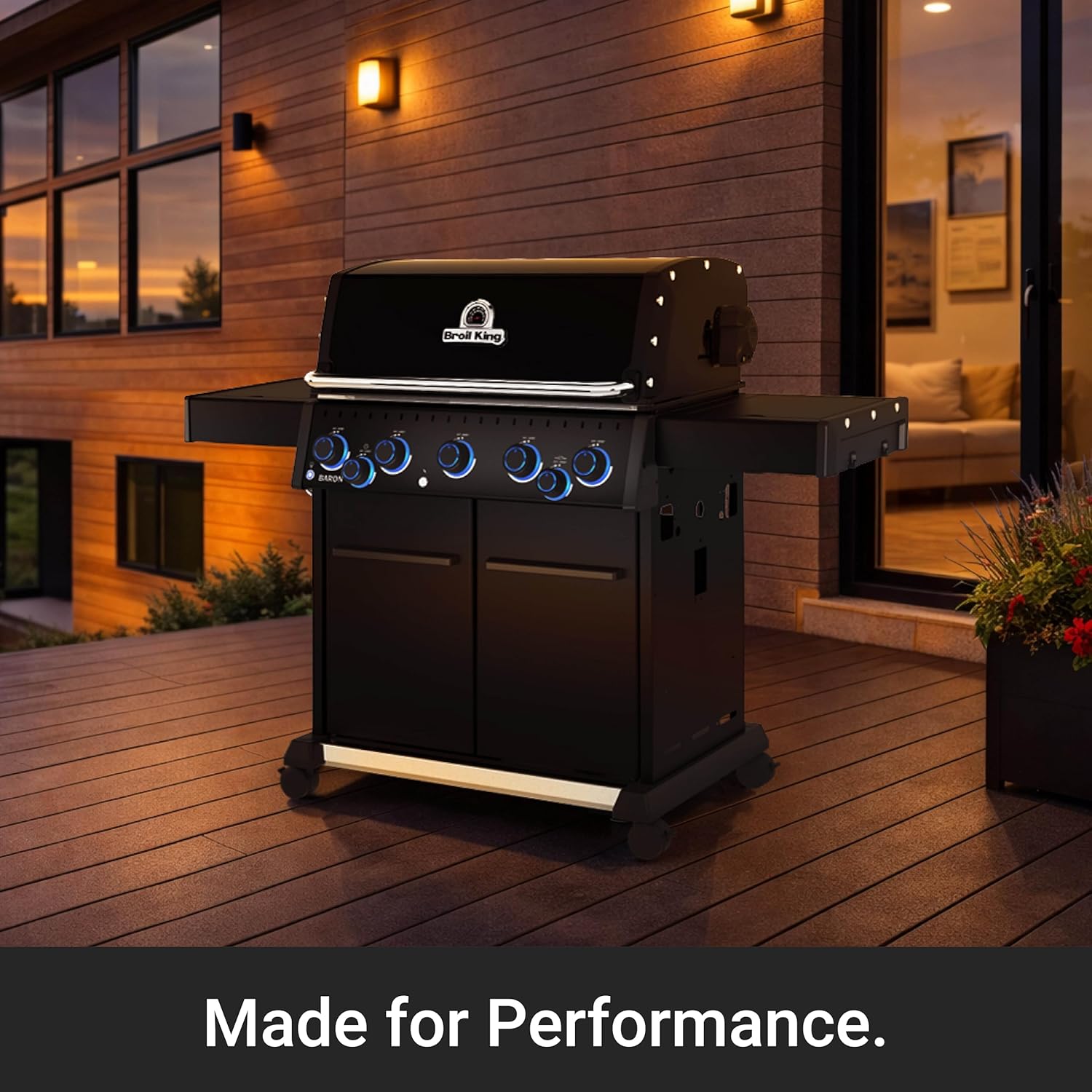 Broil King 675144 Baron 590 Pro Shadow 5-Burner Pellet Ready Propane Gas Grill in Black with Side Burner and Rear Rotisserie Burner