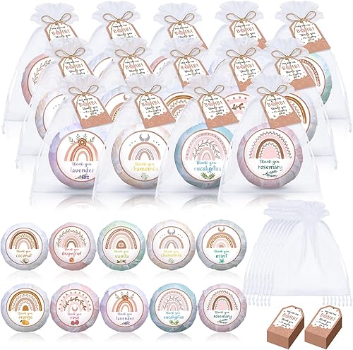 50 juegos de regalos de agradecimiento a los empleados, mini bombas de baño a granel para mujeres, estilo bohemio, hecho a mano, spa, regalos de