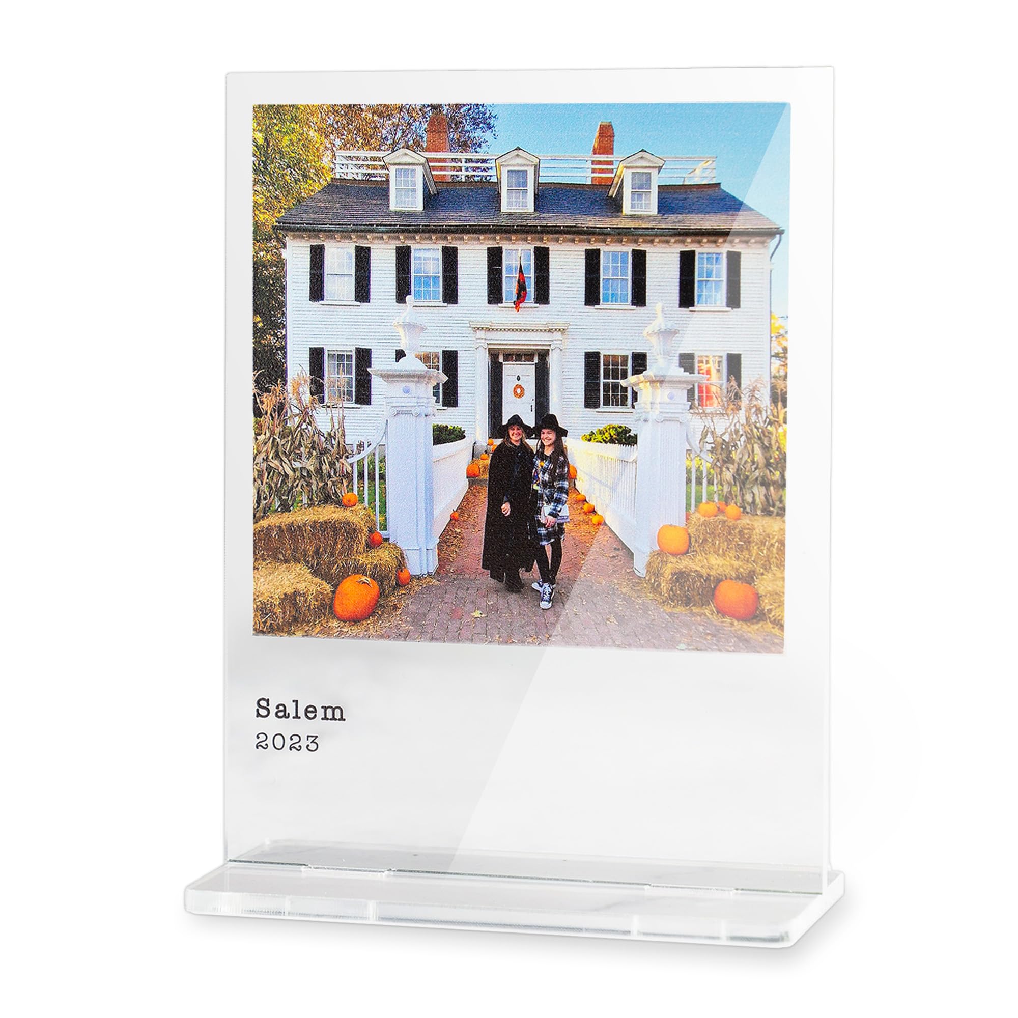 Custom Printed Photo Display Plaque with Stand – Personalised Frame Gift for Couples, Family, Pets (Clear, Regular)