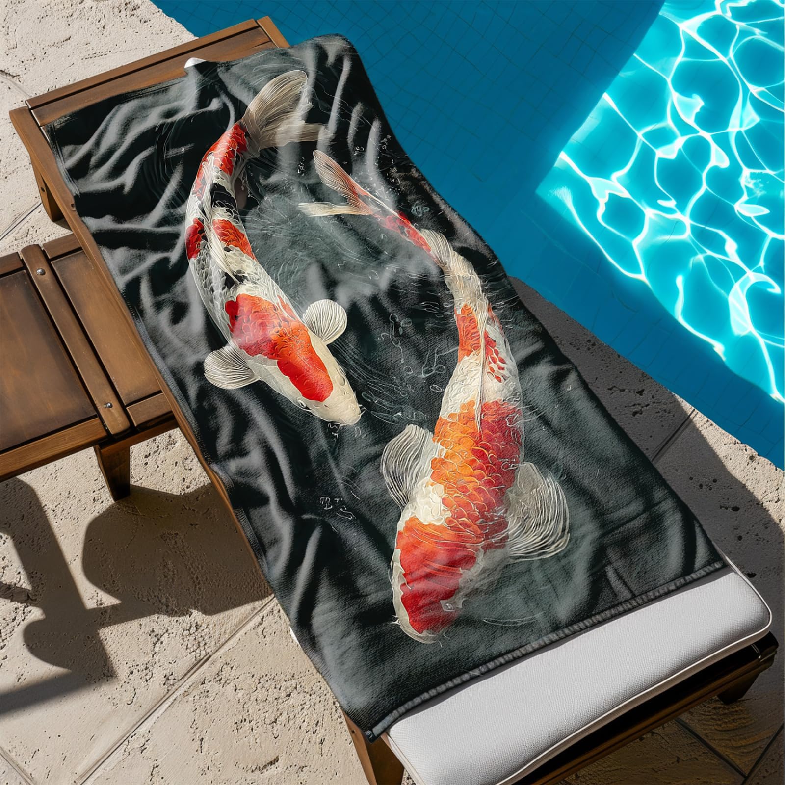 Générique Serviette Microfibre Plage Poisson Rouge Blanc