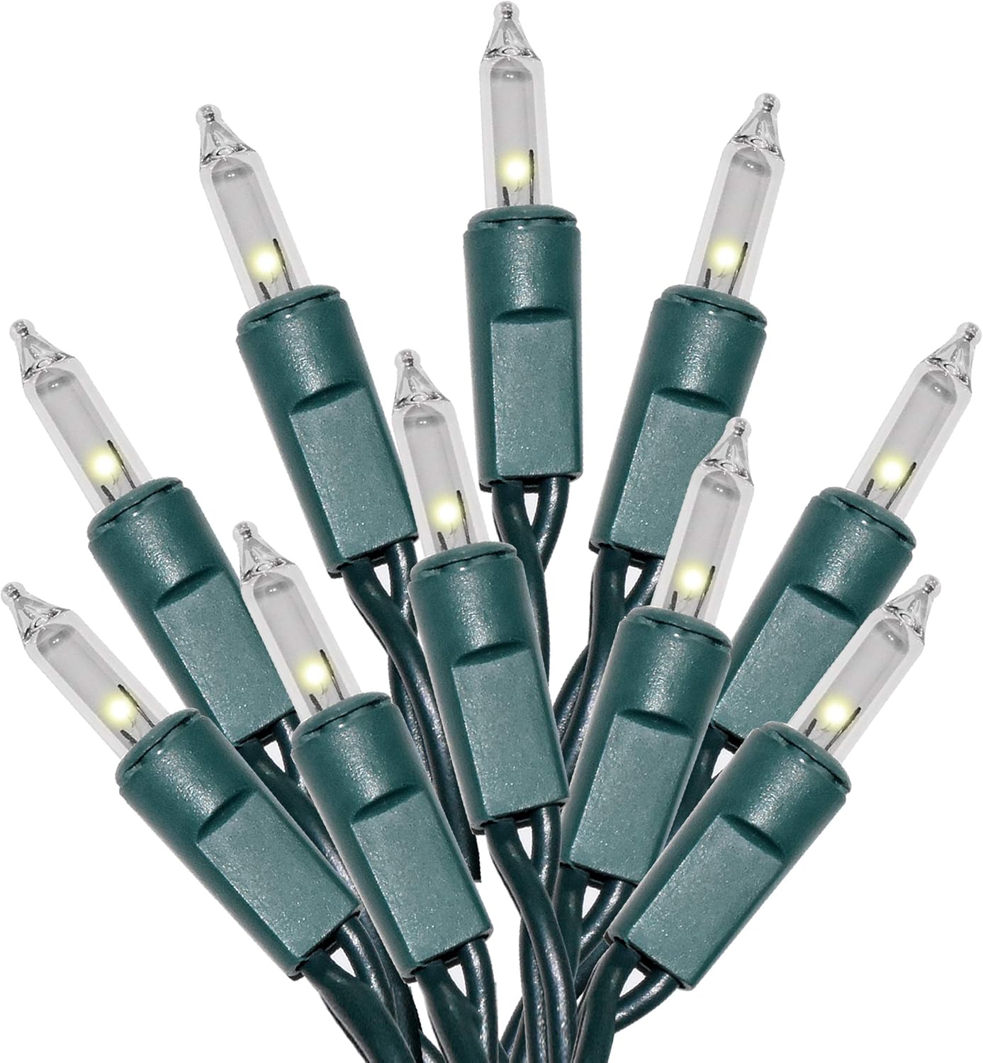 Clear Christmas Lights Green Wire, 100 Incandescent Mini String Lights Set for Indoor Outdoor Holiday Lighting Decoration, Christmas Tree Lights, Static Flashing UL Certified