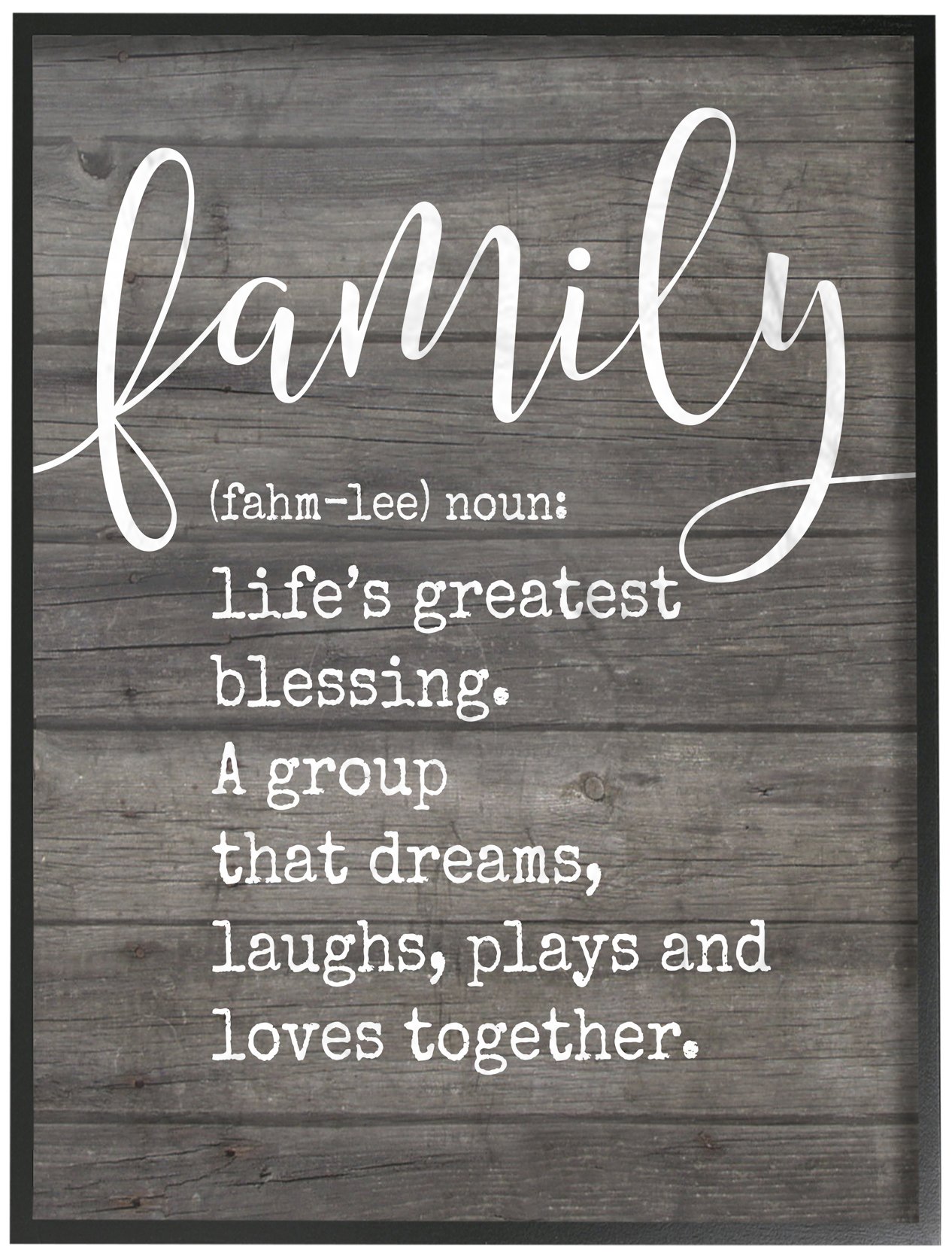 Stupell Industries Family Definition Planked Black Framed Wall Art, 16 x 20, Design by Artist Lettered and Lined