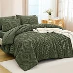 Andency Lit dans un sac queen Beige- 7 Pièces Queen Comforter Set Ensemble de confort de lit, Tufted Lightweight Fluffy Bed Set avec consolateur, Draps, Oreillers & Shams pour toute la saison