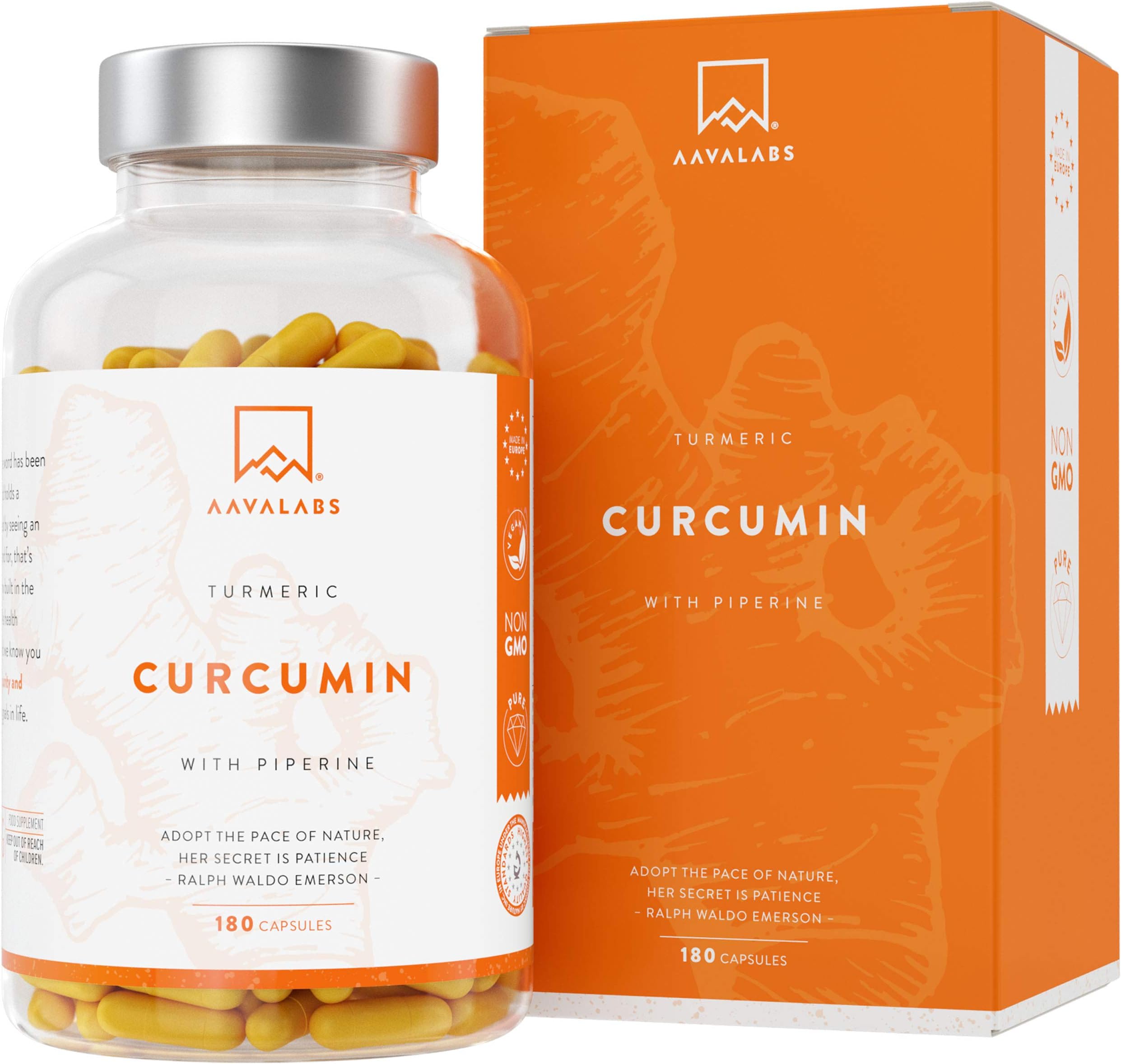 Turmeric and Black Pepper Capsules [ 600 Mg ] - 180 Vegan Turmeric Capsules - 95% Curcumin Extract & Piperine - Tumeric Supplements with Black Pepper High Strength - Non-GMO - 3rd Party Tested