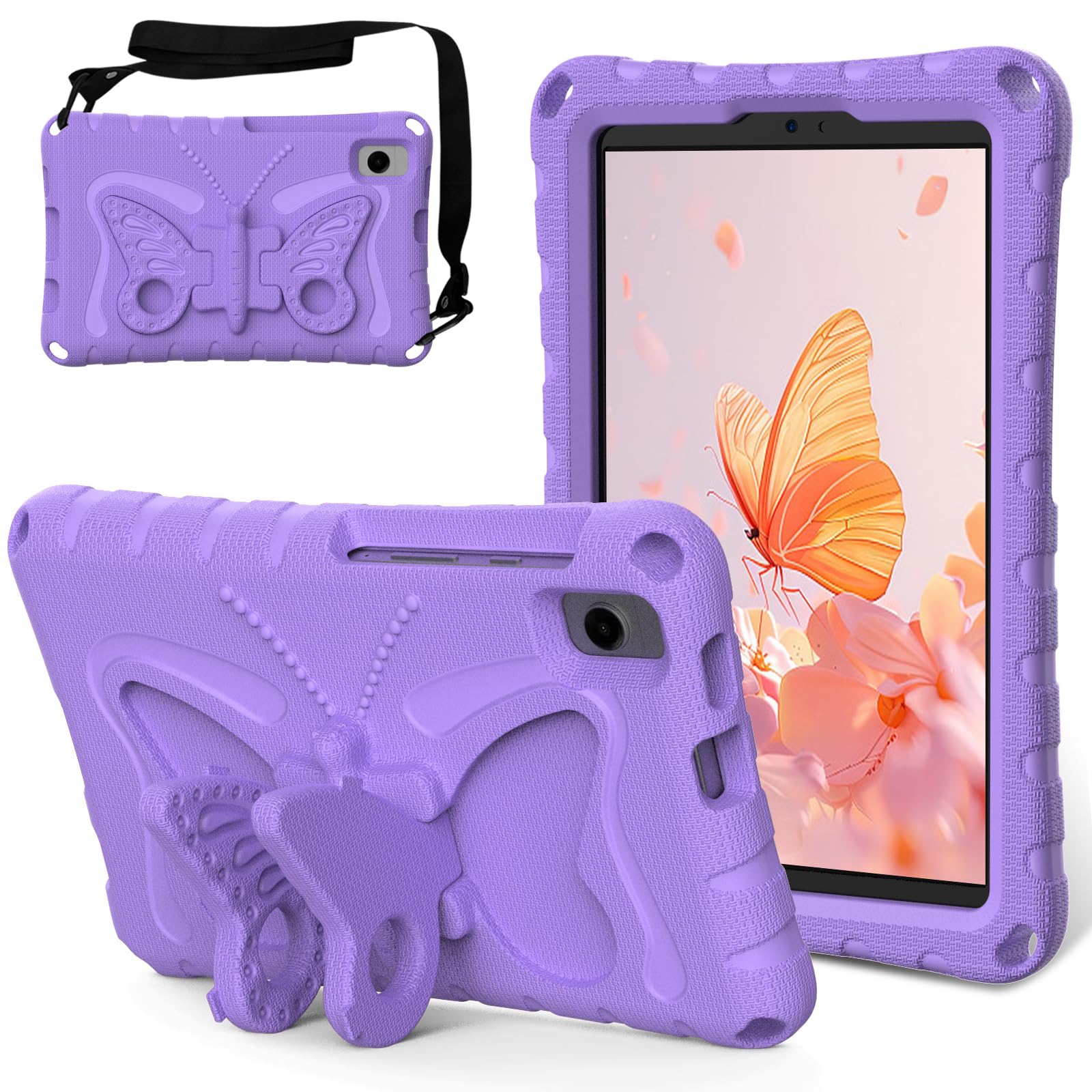 for Samsung Galaxy TAB A7 Lite 8.7" T220/T225/T227(2020/2021)/TAB A9 8.7" SM-X110/X115N(2023) Butterfly Wings Kickstand Kids Girl Tablet Case EVA