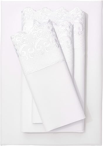 Miniatura 5 de BrylaneHome Juego de sábanas bordadas para hotel, tamaño Queen, color gris pardo