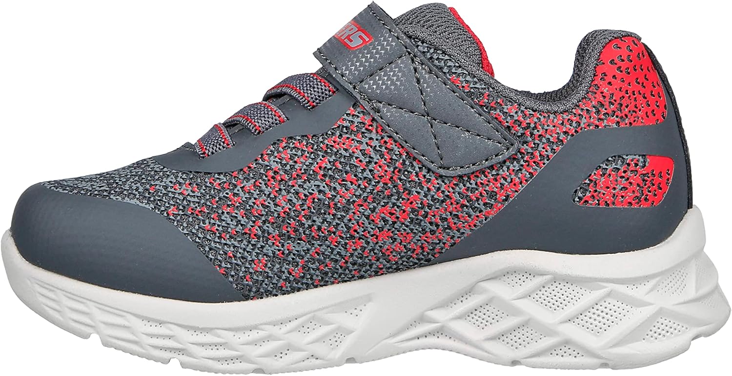 Skechers Kids Boy's Microspec Ii Sneaker, Charcoal/Red, 3.5 Little Kid