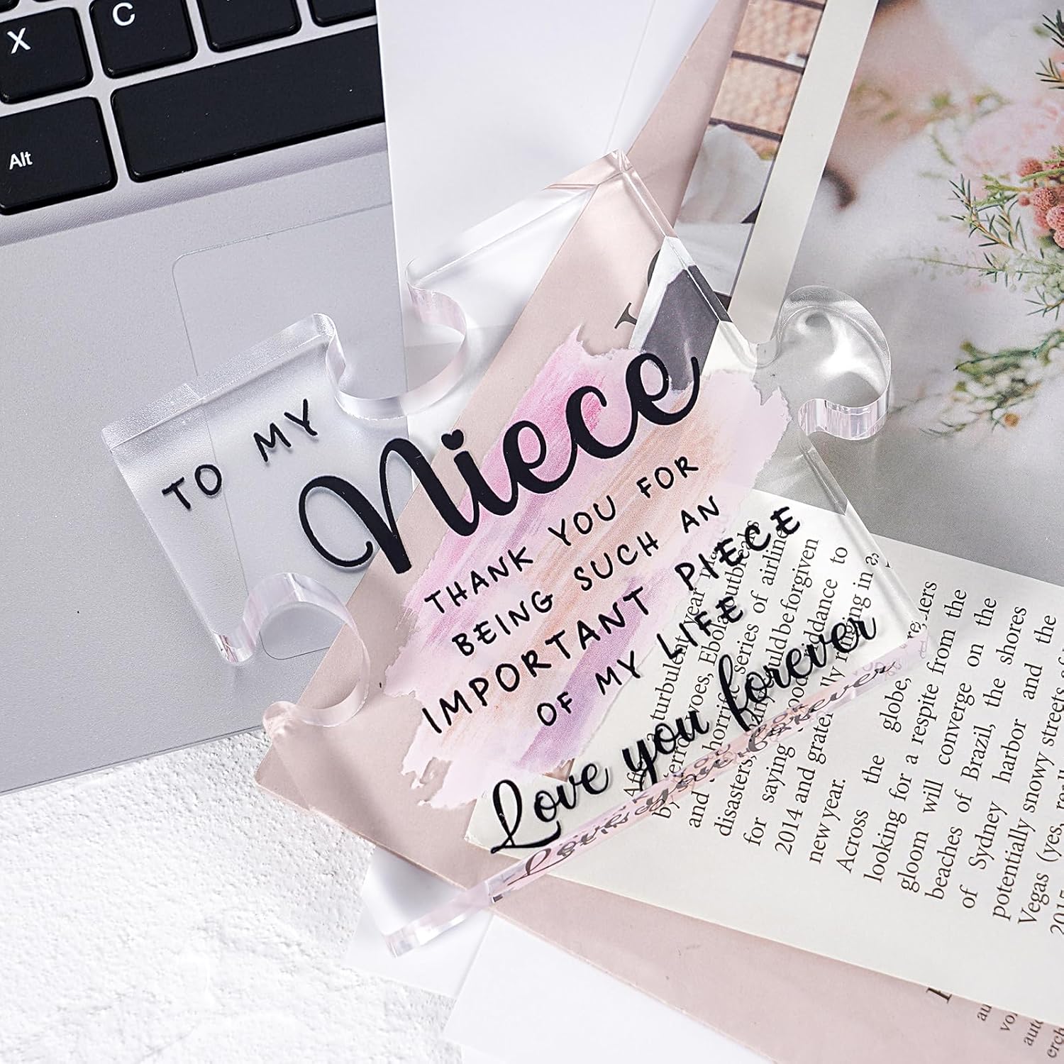 LukieJac Niece Gifts from Auntie Uncle - Nieces Birthday Gifts Best Niece Ever Gift for Nieces from Aunt Graduation Mothers Day Christmas Valentines Day Gift Paperweight Keepsake 4.7 x 3.9 Inch - Image 7