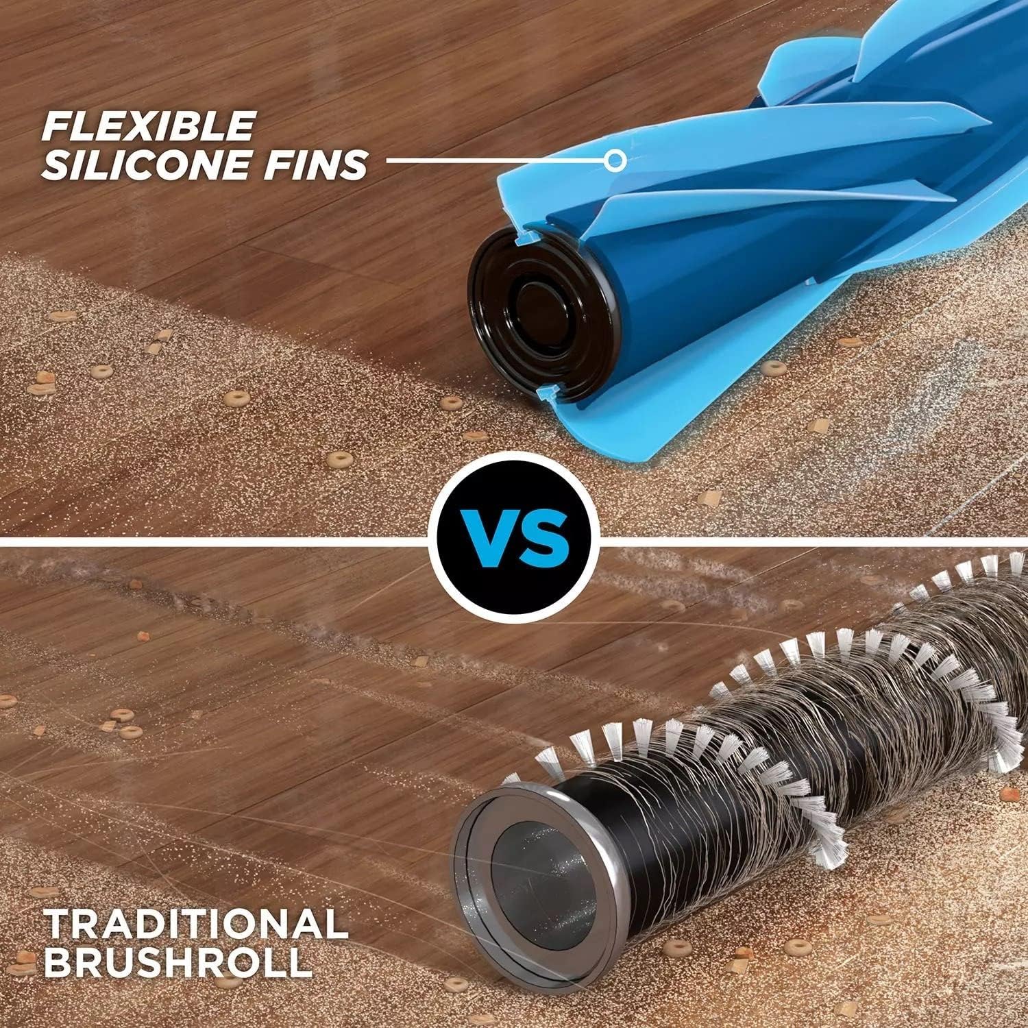 Comparison of flexible silicone fins brushroll versus traditional brushroll
