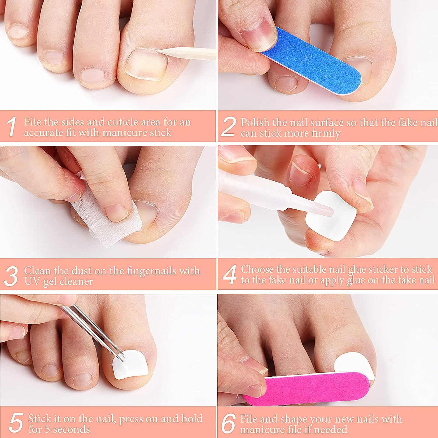 560 Pieces 20 Set False Toenails Artificial Toe Nails Fake Toe Nail Tips Kit 14 Sizes Full Cover with Nail Files and Stick for Nail Salon DIY Decoration