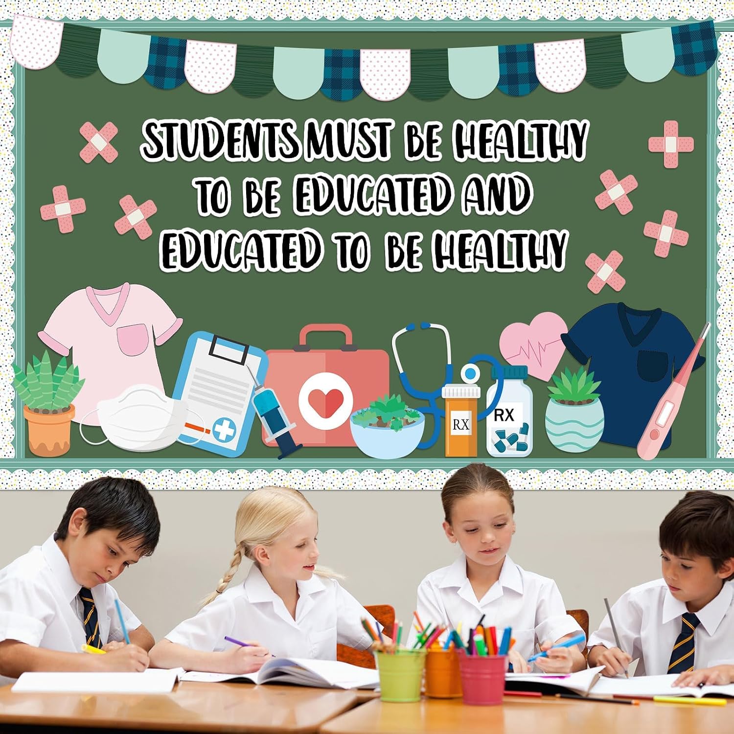 Naozinebi Healthy Bulletin Board Set Healthcare Workers Nurses Classroom Decorations Medical RN Cutouts for Students Doctor Hospital Nursing School Kindergarten Back to School RN Party Wall Supplies