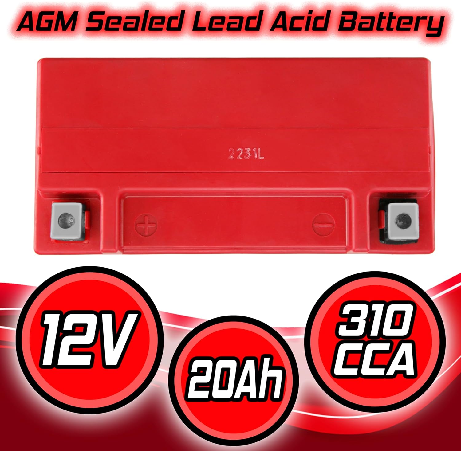 Banshee YTX20-BS AGM Battery – 12V 310 CCA – Sealed, Maintenance-Free – Replaces YTX20H-BS, UBVT-20-BS, CYTX20-BS, ETX20, APTX20-BS, MBTX20UHD, DUR20-BS – High-Performance Motorcycle Battery