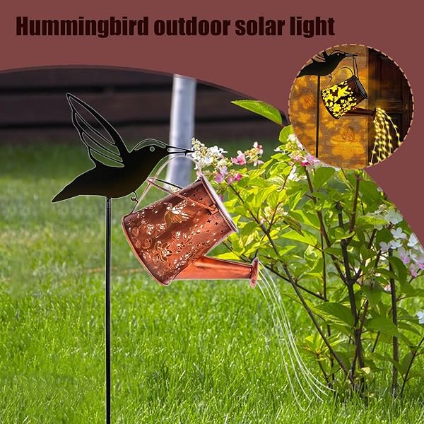 Solar Watering Can, Hummingbird Watering Can, Outdoor Lanterns Light, Solar Powered Light, Weatherproof Garden Light, Backyard Porch Light, Patio Lawn Lantern, Garden Yard Decor - 3