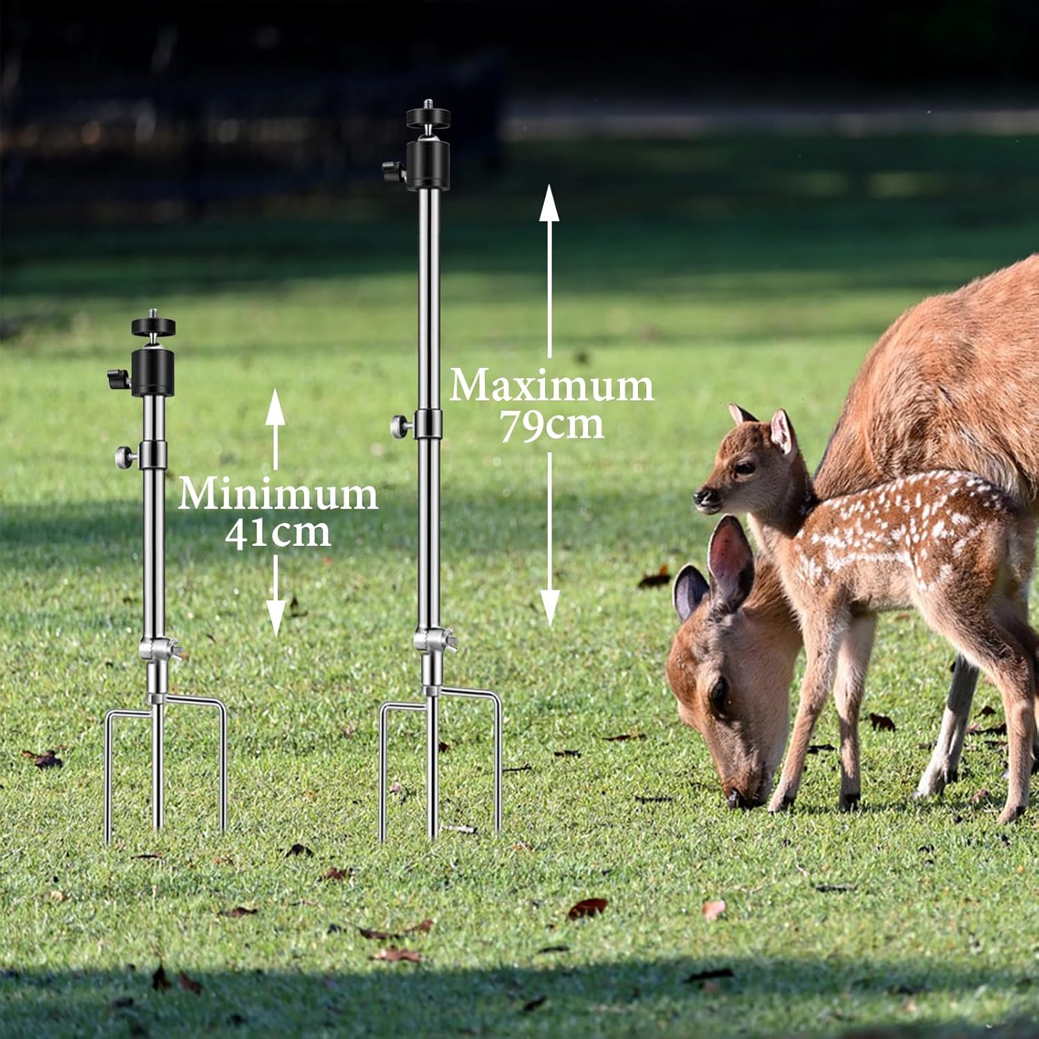 4 Pack Trail Camera Mount, Trail Camera Stake Holder, Adjustable Ground Stand for Wildlife Cameras, Solar Panel, Hunting & Trail Cameras Stake