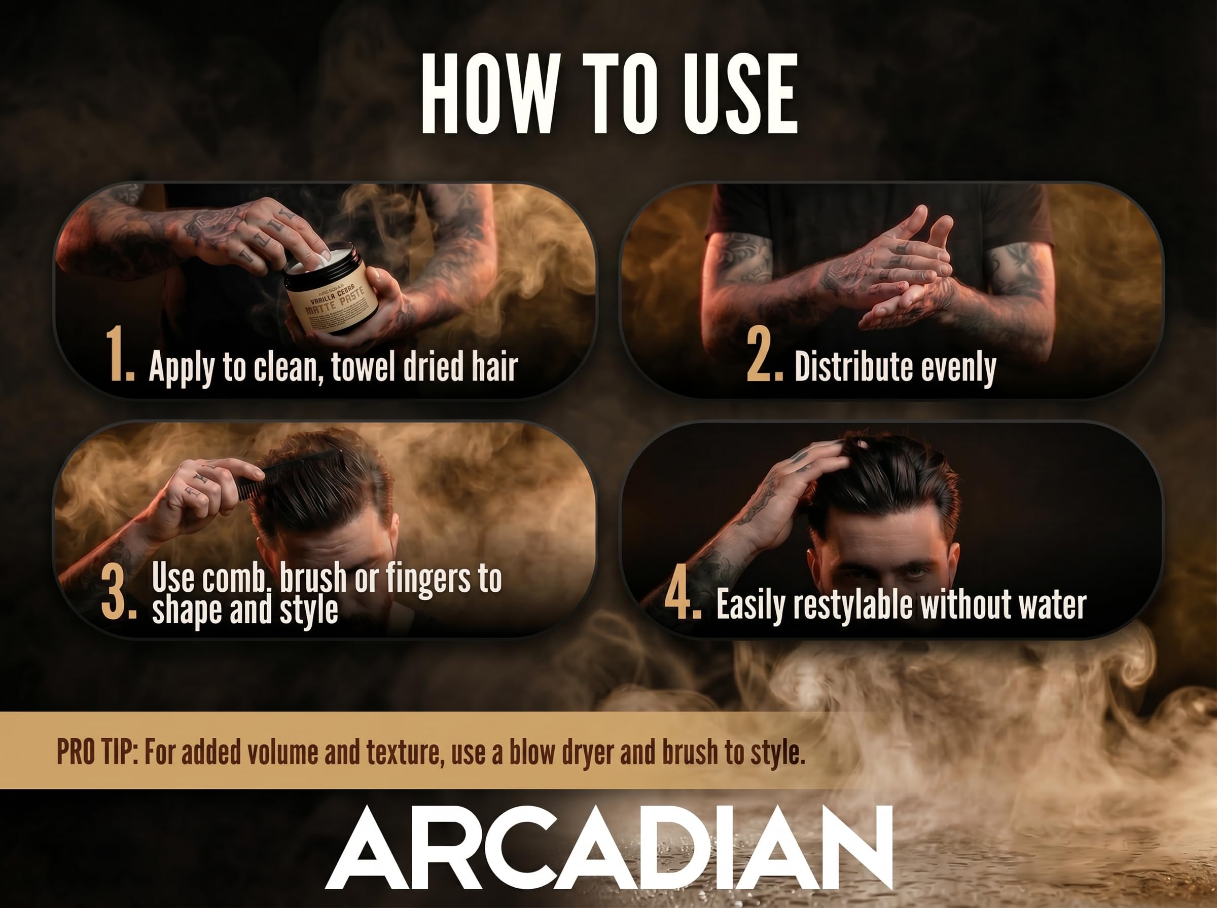 Arcadian Grooming Wanilia Cedar Matte Paste Mens Hair Styling Cream Heavy Hold Vegan Okrucieństwo Free, 4oz