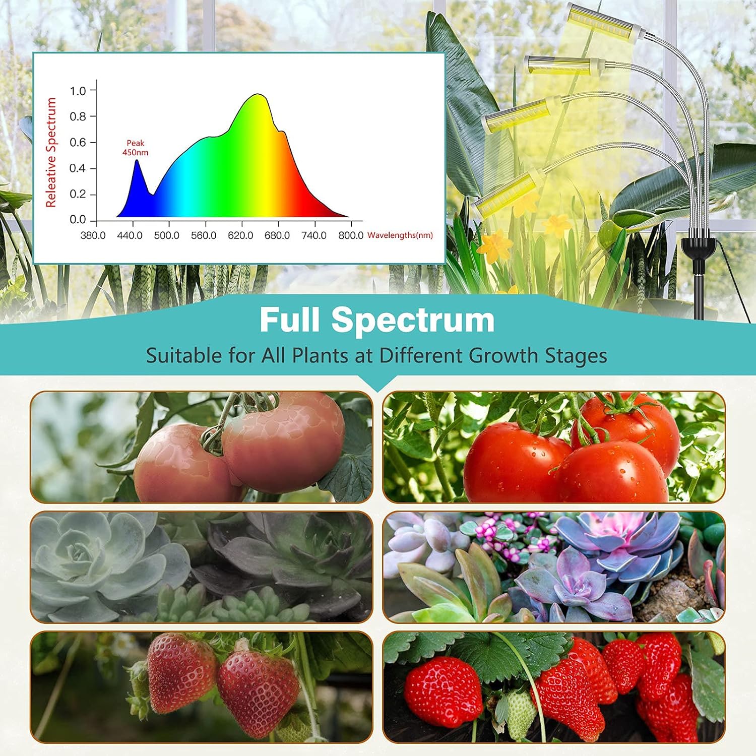 Plant Grow Light, Lampolar 200W Full Spectrum LED Growing Lights for Indoor Plants with Stand, Floor Plant Growing Lamps with App Remote Control & 0-24H Timer, Tripod Adjustable 15-50 inch [Upgraded] : Patio, Lawn & Garden