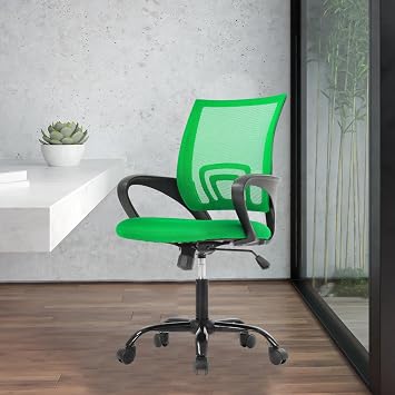 Home Office Chair Ergonomic Computer Chair,Mesh Desk Chair with Lumbar Support& Armrest, Adjustable Executive Office Chairs, Mid Back Task Chair Swivel Rolling Seat for Work, Green