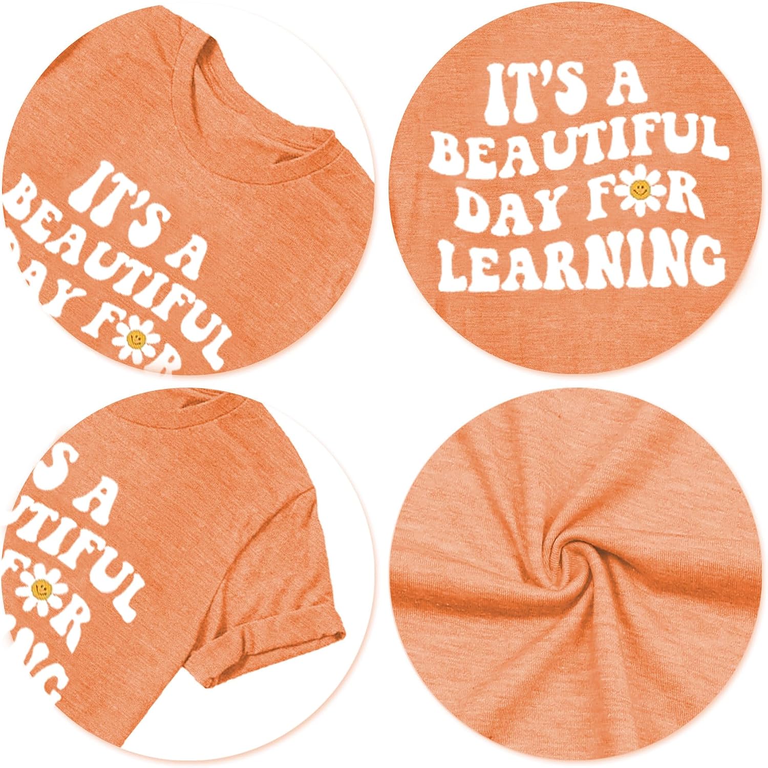 Teacher Shirts for Women It's a Beautiful Day for Learning T-Shirt Book Lovers Letter Printed Short Sleeve Tee Tops image 5
