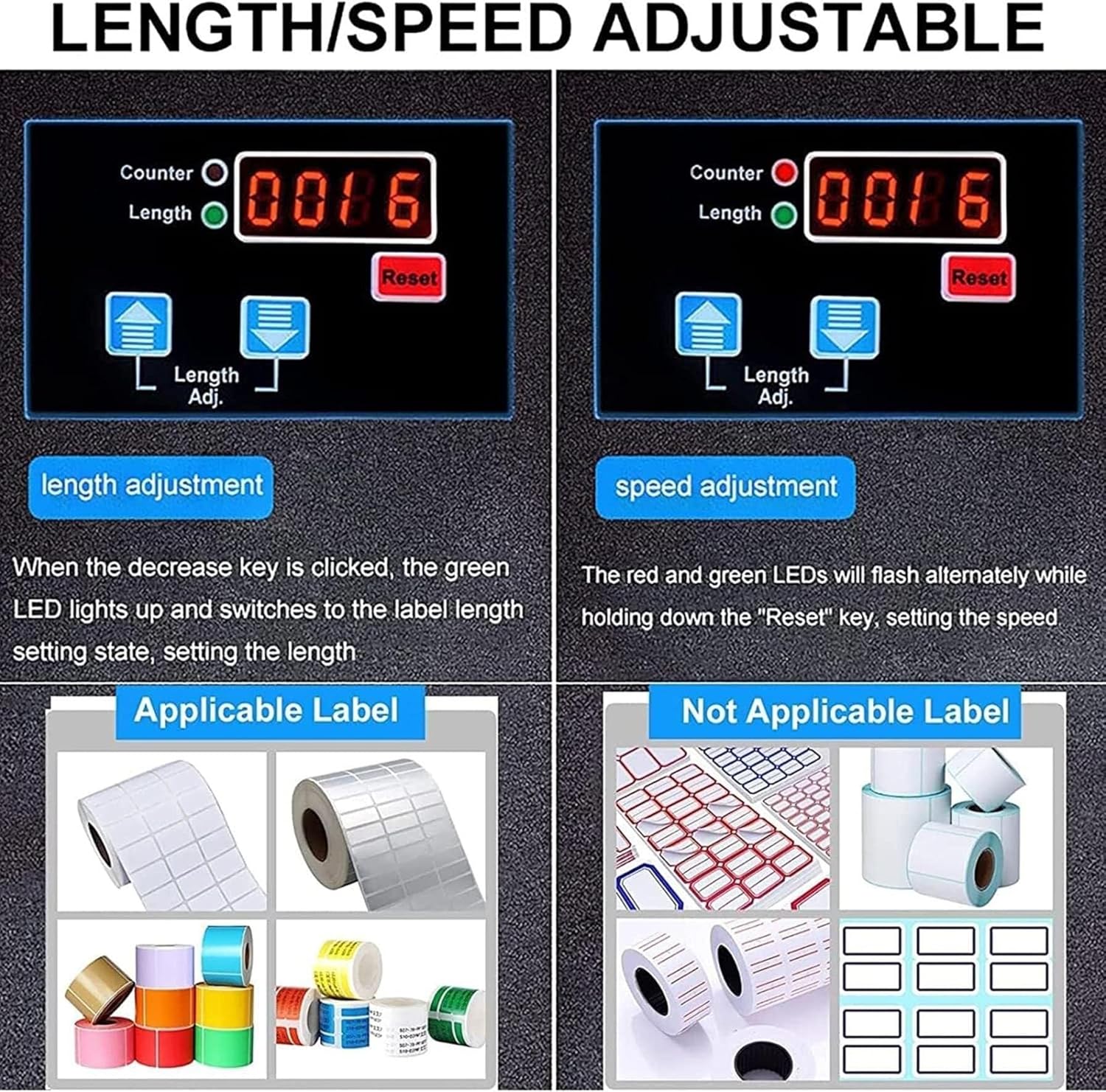Electric Digital Display Stripper, Automatic Label Dispensers,Label Dispenser, for Various 5-100/130/180mm Width Tapes(100)