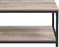 Vista 8 de Yaheetech Mesa de café con marco de metal, mesa de centro con estante de almacenamiento abierto, mesa de muebles vintage para sala de estar