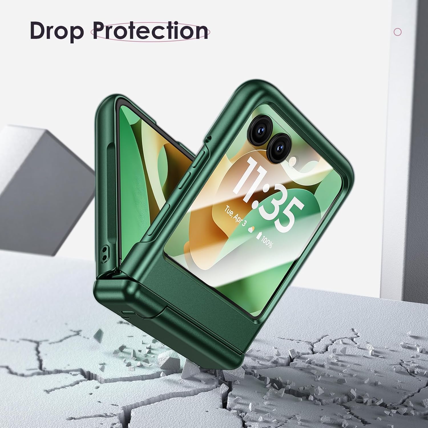 Maxdara for Motorola Razr 2025/2024 Magnetic Case with Built-in Screen Protector, for Moto Razr 2025/2024 Kickstand Case [Compatible with MagSafe], Support Wireless Charging, Green
