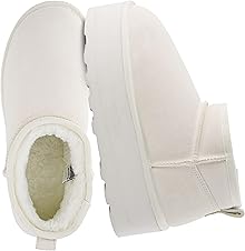 [55% off] CUSHIONAIRE Hippy Women’s Platform Ankle Boots – Genuine Suede, Faux Fur Lining, Cozy Winter Slip-On Design, Comfortable Footwear with Wide Widths Available