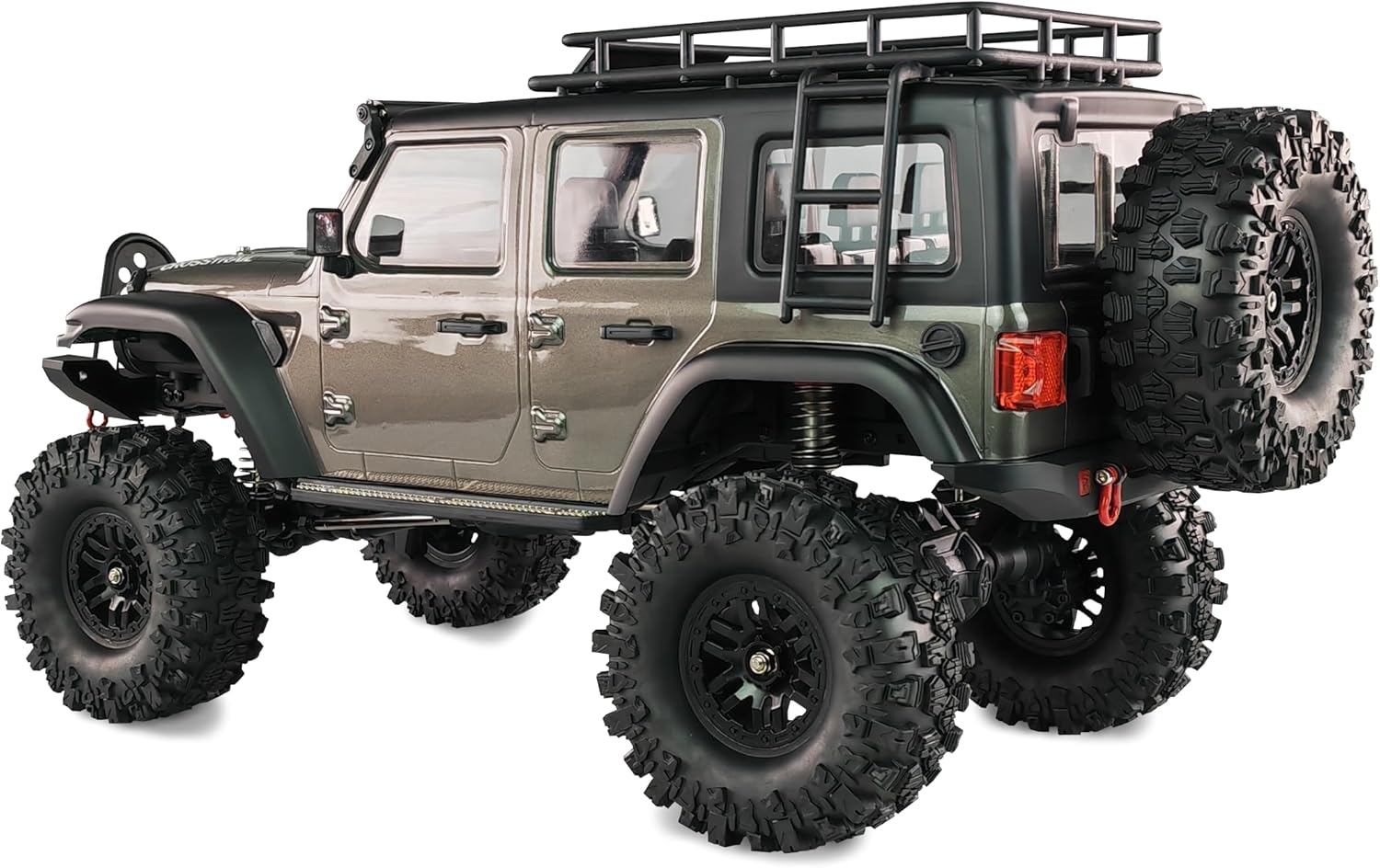 تفصیلی view of the Amewi AMXRock Crosstrail Crawler's front chassis and suspension