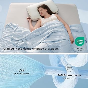 Bedsure Cooling Throw Blanket for Hot Sleepers, Blue, 50x60