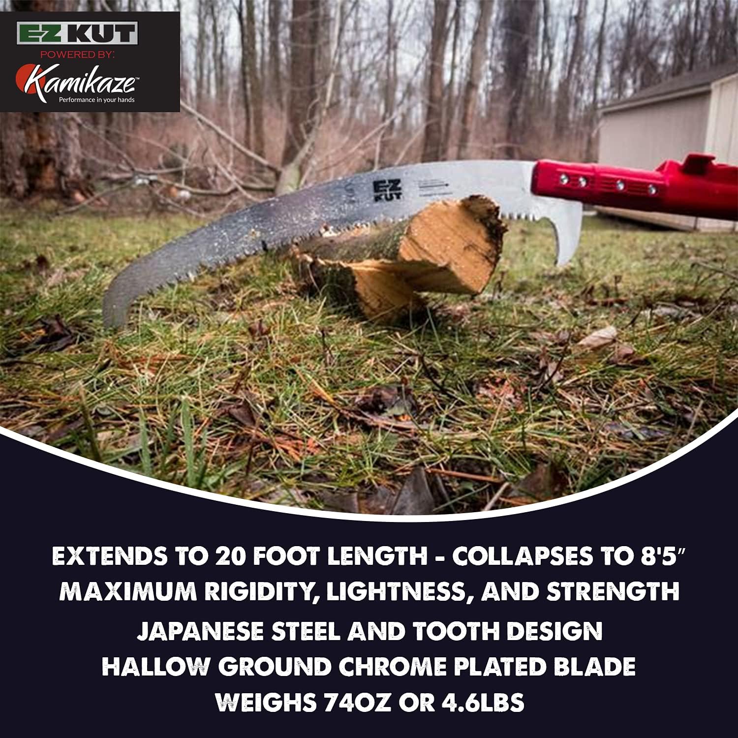 EZ Kut Professional Pole Saw 20’ Extendable - Manual Pole Saw for Tree Trimming. Branch Cutter with Double Hook for Branch Removal - Best Tree Pruner. Tree trimmer pole saw. Since 1988