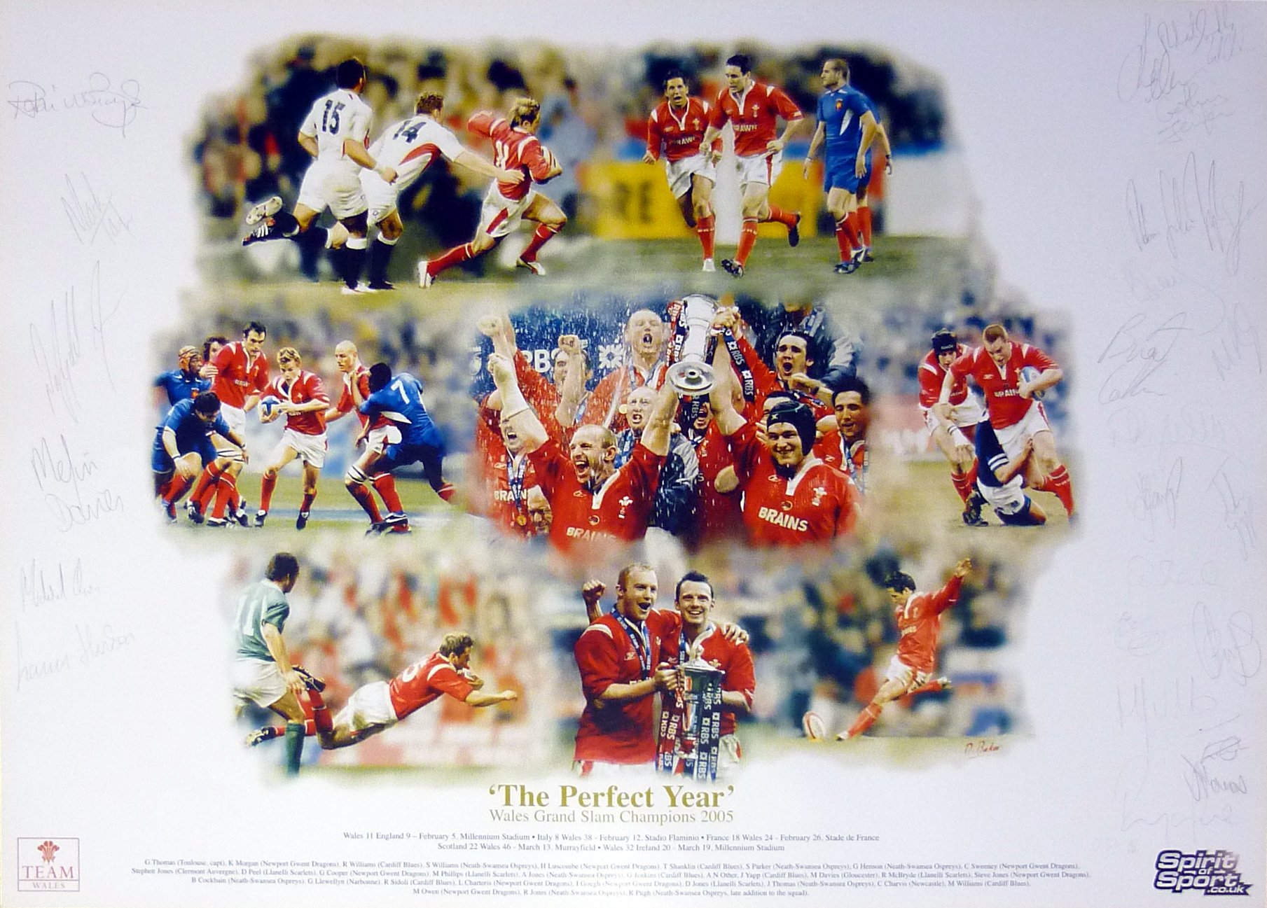 Spirit Of Sport Wales - 2005 Limited Edition Signed & Framed Grand Slam Print