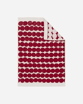 MARIMEKKO Rasymatto Terry Cotton Hand Towel (White and Red) Polka Dot Patterned Hand Towels 28 in x 20 in