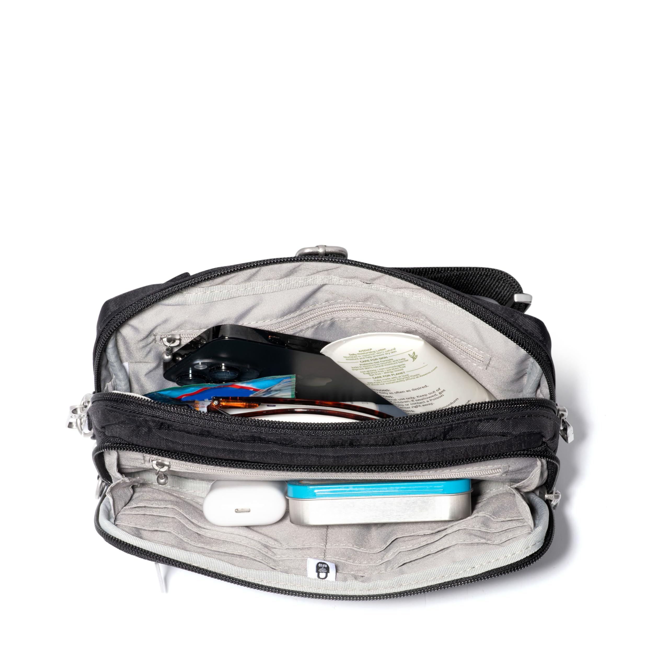 Baggallini Securtex Antykradzieżowa nerka dla kobiet z ochroną RFID, zamek z blokadą, torebka podróżna na ramię, przez ramię, One Size