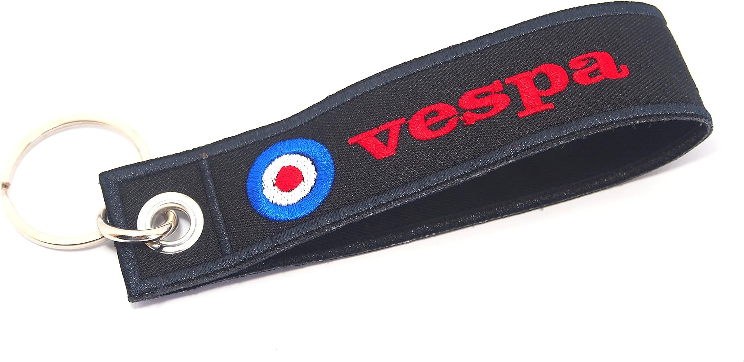 Vespa Tag Keychain Biker Racing Motorcycle Embroidered Key Ring Holder Strap Luggage
