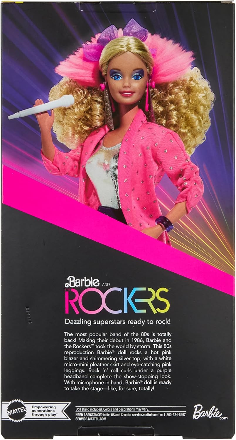 Barbie Signature Doll, and the Rockers Collectible Repro Doll, 40th Anniversary of 1986 Line, Doll Stand and Displayable Packaging