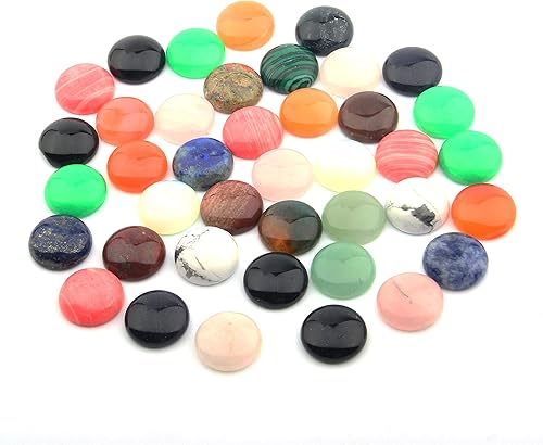 Miniatura 5 de cabujón Cuentas de piedra natural redondas de colores surtidos sueltas sin agujero, hechas a mano, para hacer joyas de 0.71 pulgadas, aleatorias, 20
