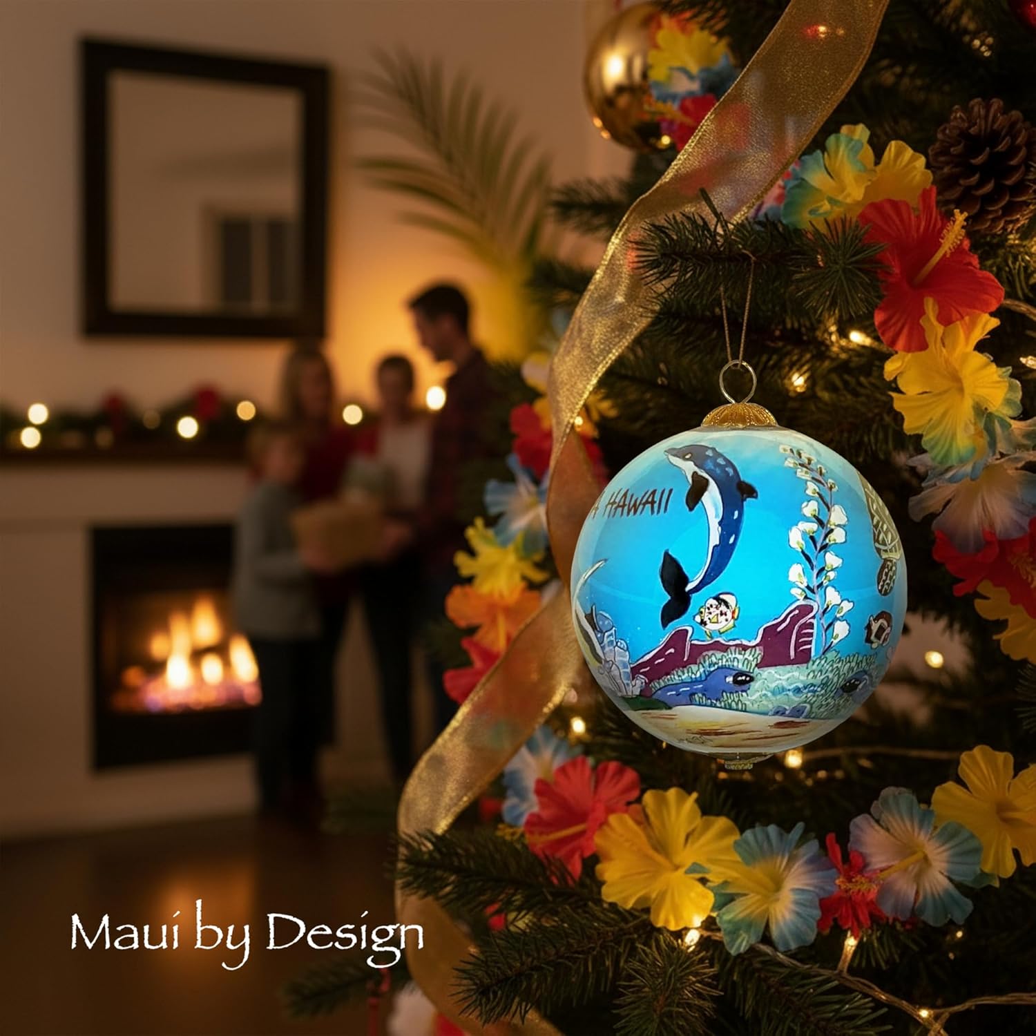 Collectible Handpainted Kissing Turtles and Dolphins Aloha Hawaii Ornament NKD/H - Image 2