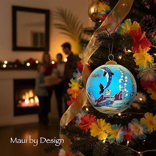 Miniatura 44 de Hawaiian Beach Life - Adorno hawaiano coleccionable de cristal pintado a mano con caja de regalo NB/H Beach Life,Corales y tortugas marinas,Puesta