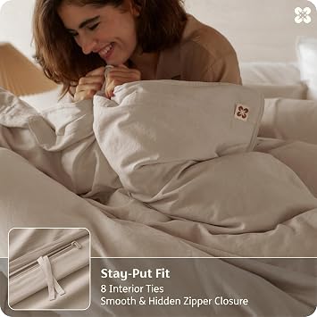 Bedsure PureWoven GOTS Organic Cotton King Duvet Cover Set, Taupe